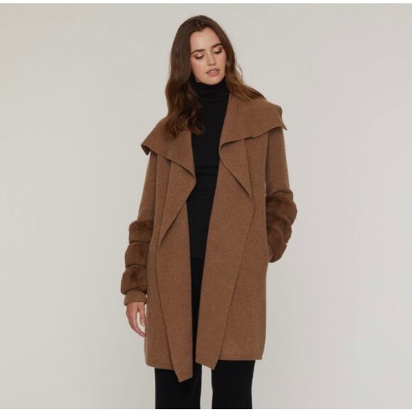$796 The Cashmere Project Cashmere Cardigan Jacket Faux Fur Coat Sz M sweater - Picture 1 of 12